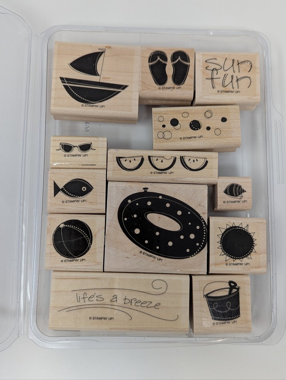 Life's A Breeze Stampin Up Wood Summer Beach Stamp Set